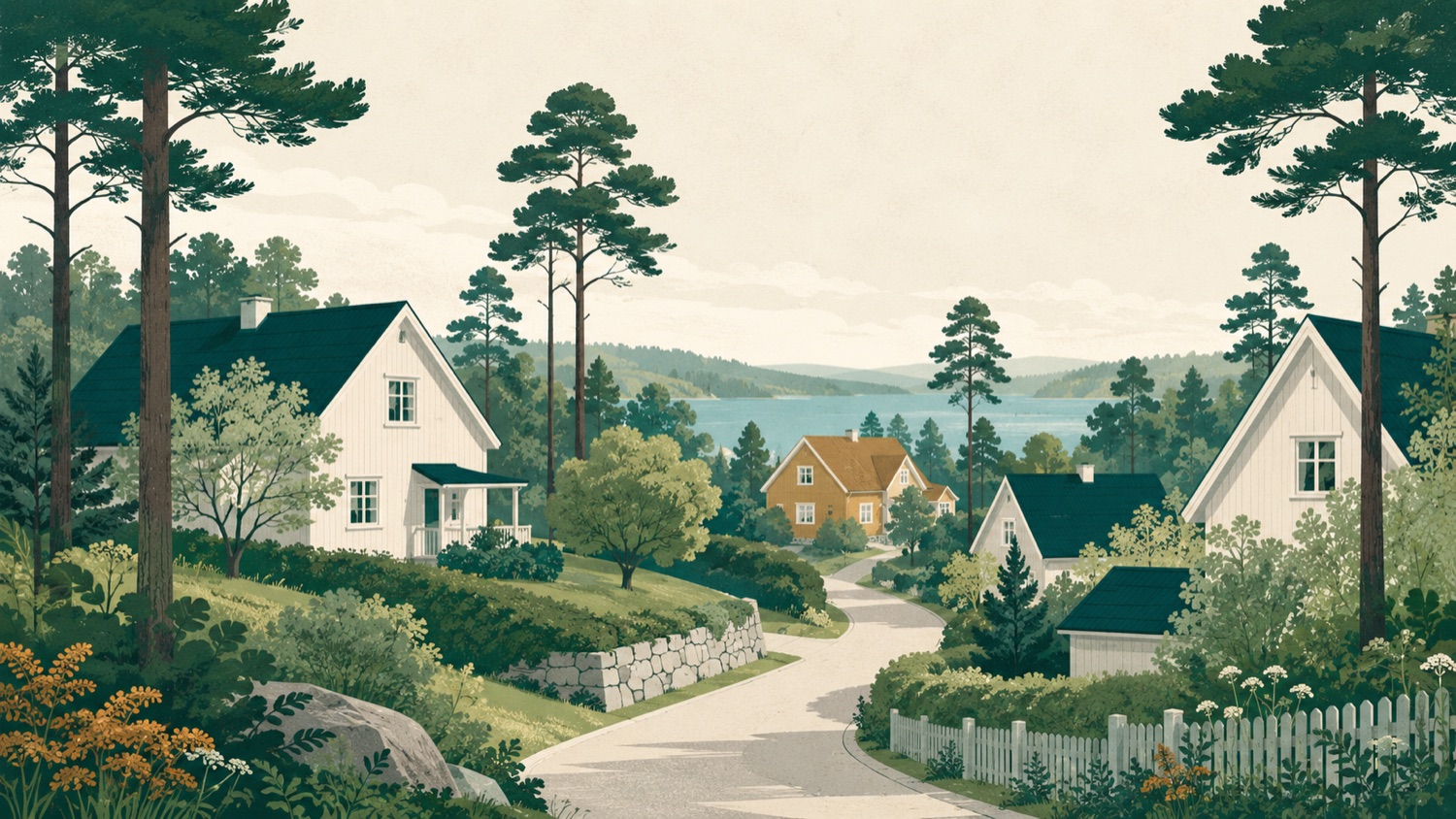 Illustration av ett villaområde i Rönninge