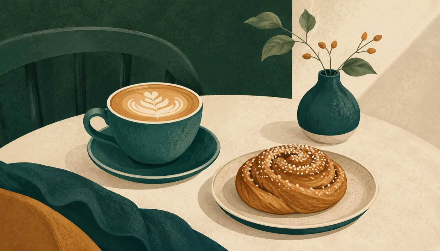 Illustration av fika – café i Rönninge