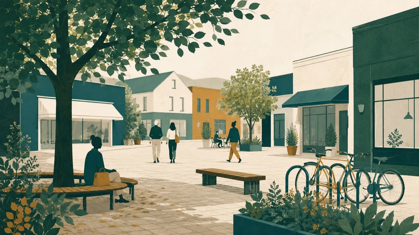 Illustration av Rönninge centrum