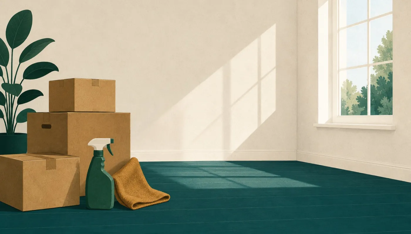 Illustration av flyttstädning i Rönninge