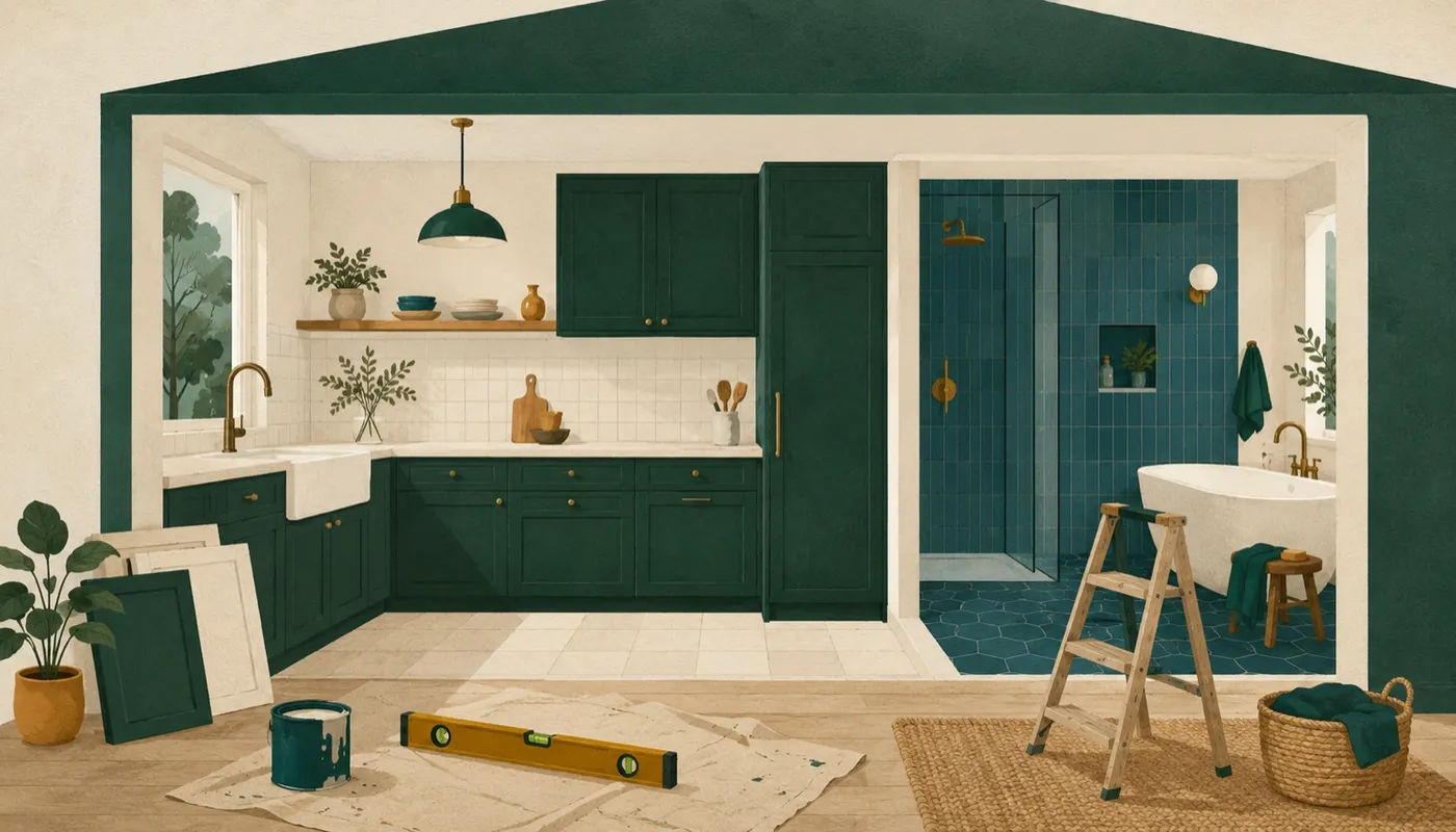 Illustration av renovering och nytt hem i Rönninge