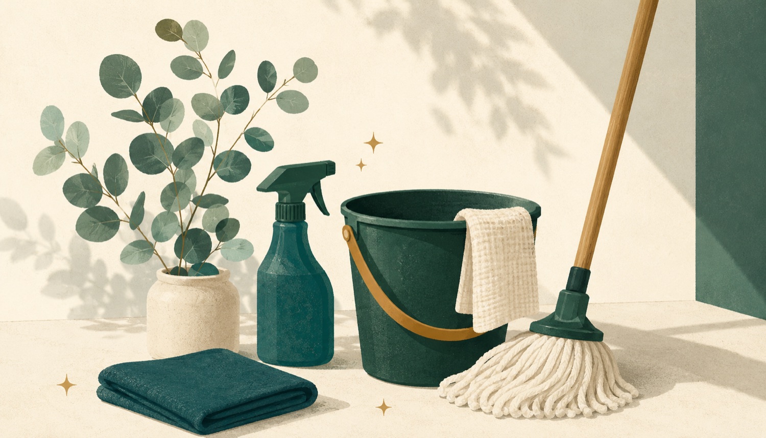 Illustration av städutrustning – städfirma i Rönninge