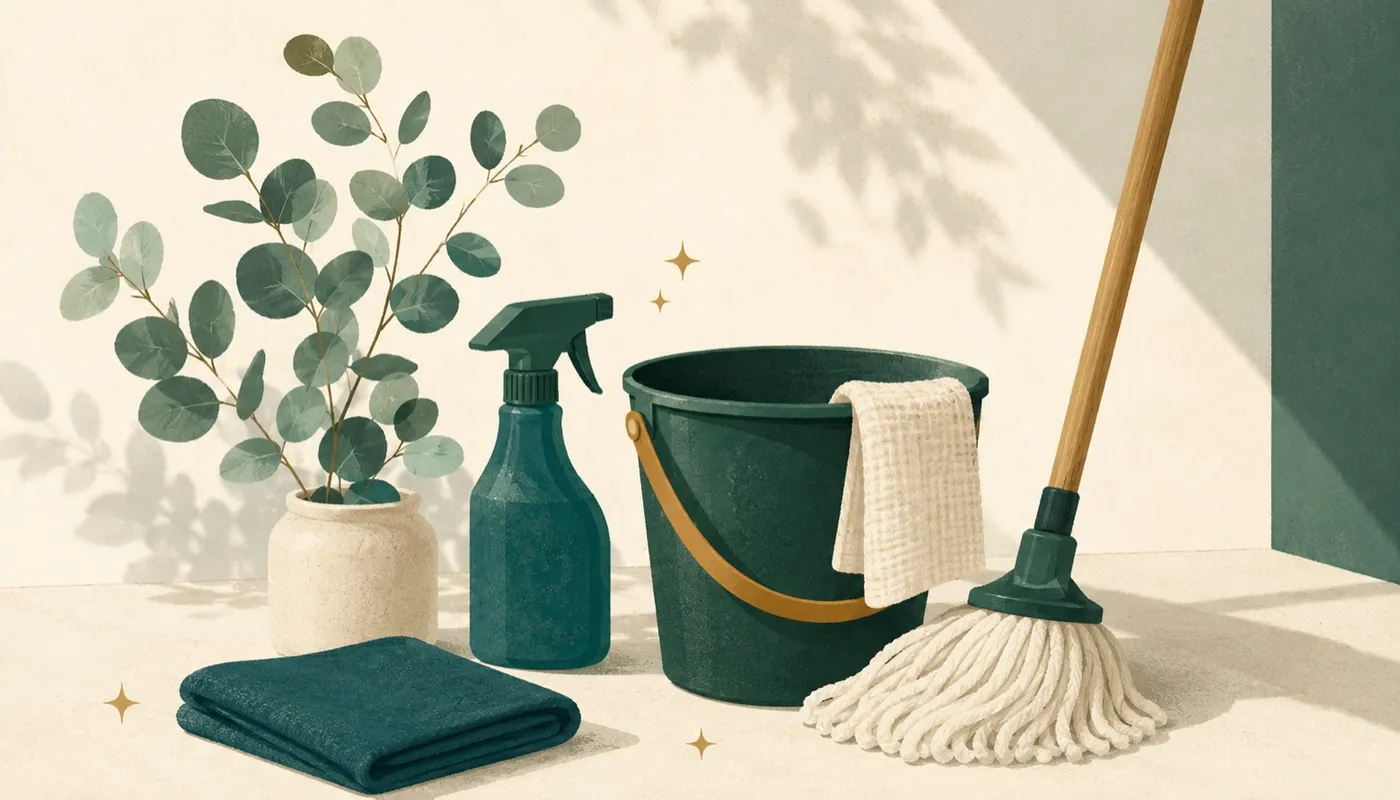 Illustration av städutrustning – städfirma i Rönninge